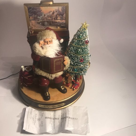Thomas Kinkade Twas The Night Before Christmas Tabletop Santa Figure Bradford - Picture 11 of 13